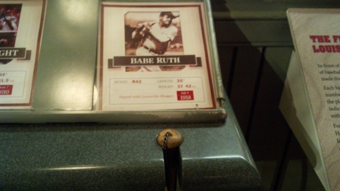 plaque by babe ruth bat