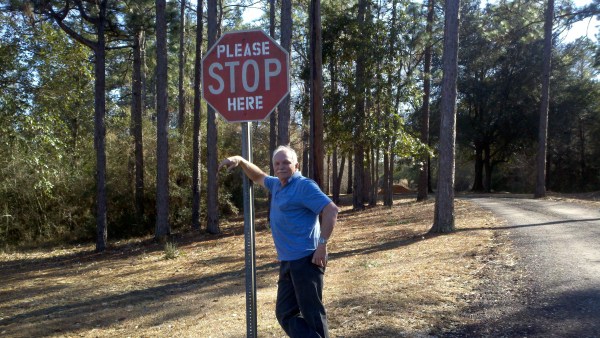 roy by stop sign
