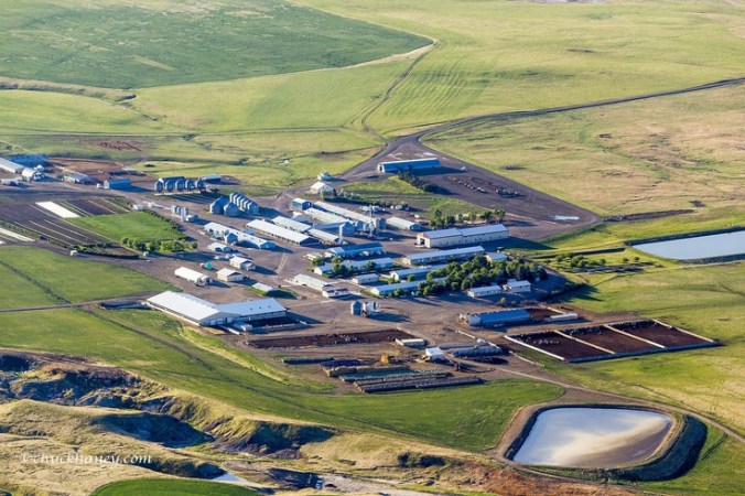 Aerial of a Hutterite Colony in Cascade County, Montana, USA