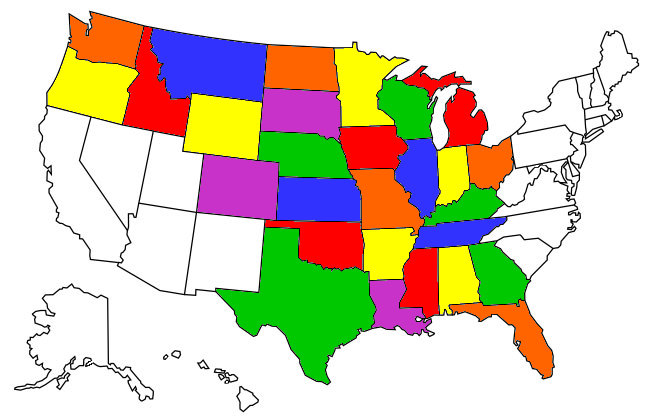 visited states map august 18 2015